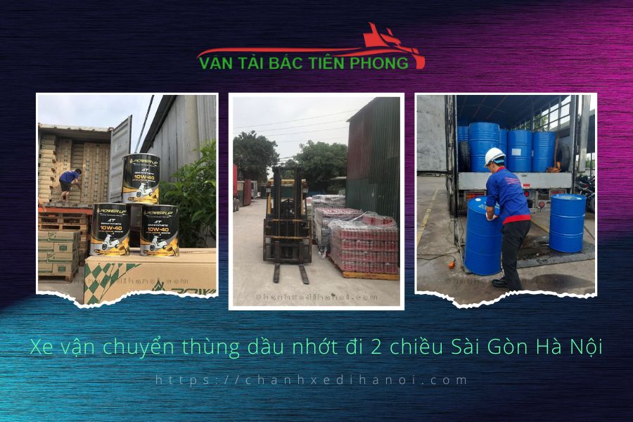 Hình ảnh xe vận chuyển thùng dầu nhớt đi 2 chiều Sài Gòn Hà Nội