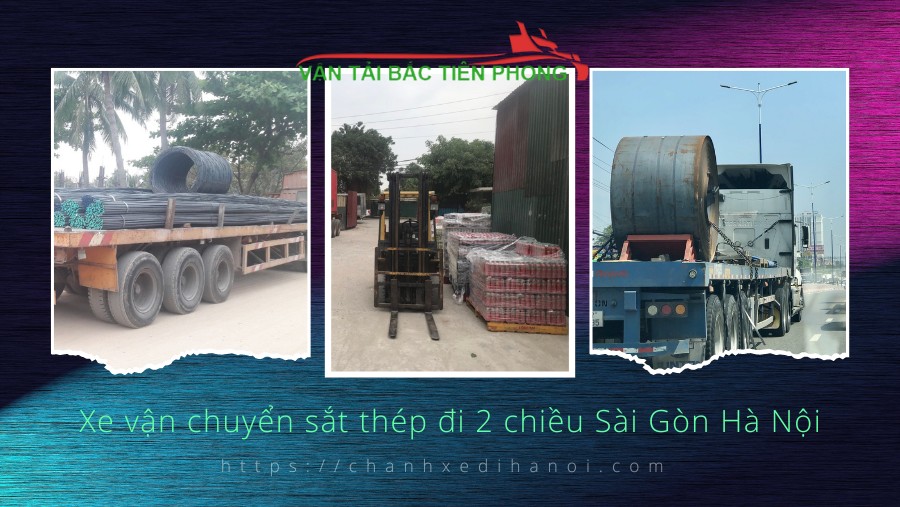 Hình ảnh xe vận chuyển sắt thép đi 2 chiều Sài Gòn Hà Nội