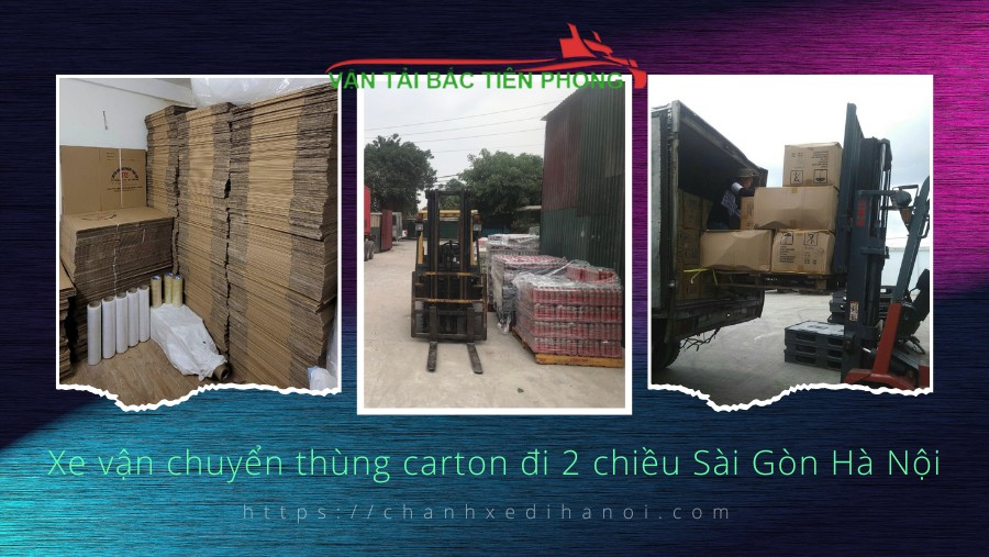 Hình ảnh xe vận chuyển thùng carton đi 2 chiều Sài Gòn Hà Nội