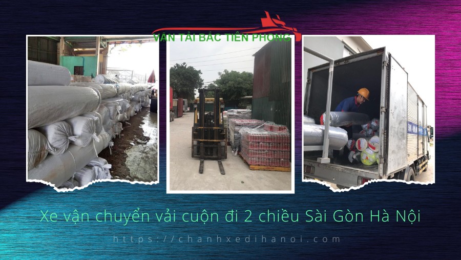 Hình ảnh xe vận chuyển vải cuộn đi 2 chiều Sài Gòn Hà Nội