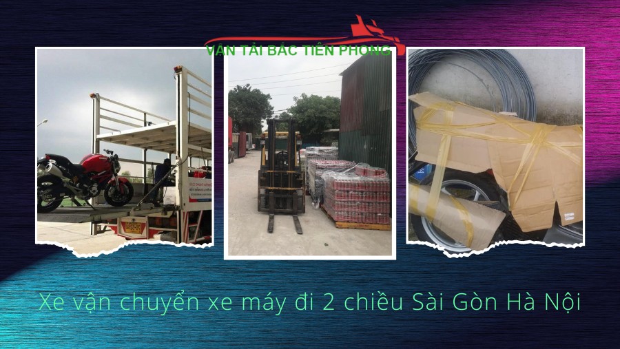 Hình ảnh xe tải vận chuyển xe máy đi 2 chiều Sài Gòn Hà Nội