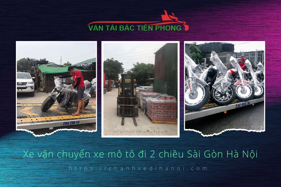 Hình ảnh xe vận chuyển xe mô tô đi 2 chiều Sài Gòn Hà Nội