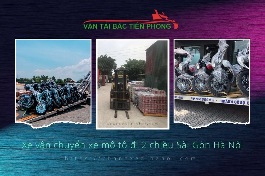 Hình ảnh xe vận chuyển xe mô tô đi 2 chiều Sài Gòn Hà Nội